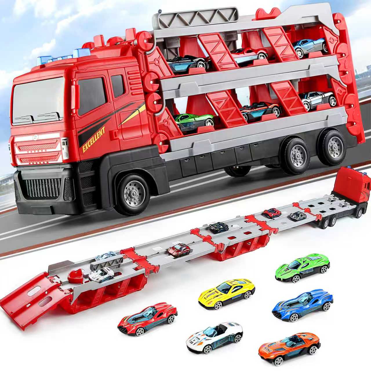 Folding Car Carrier Truck Toy  - Car Accessories For Boys 评论和价格